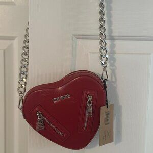 Steve Madden Heart Crossbody Handbag -Burgundy Red